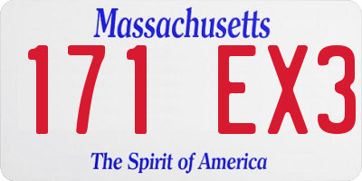 MA license plate 171EX3