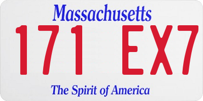 MA license plate 171EX7