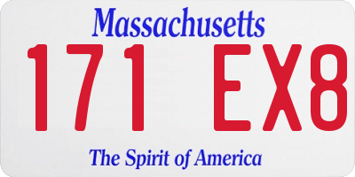 MA license plate 171EX8