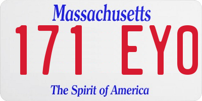 MA license plate 171EY0