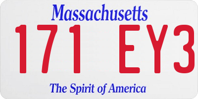 MA license plate 171EY3