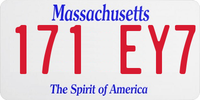 MA license plate 171EY7