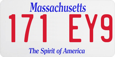 MA license plate 171EY9