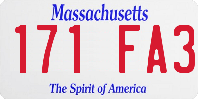 MA license plate 171FA3