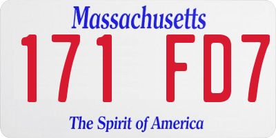 MA license plate 171FD7