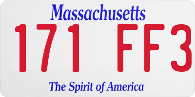 MA license plate 171FF3
