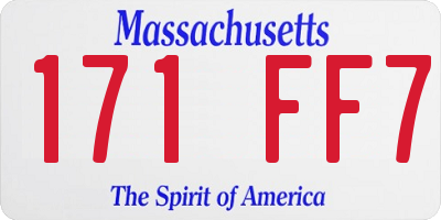 MA license plate 171FF7