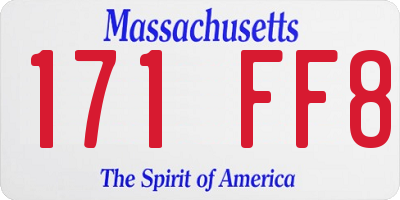 MA license plate 171FF8