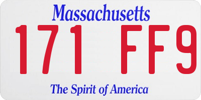 MA license plate 171FF9