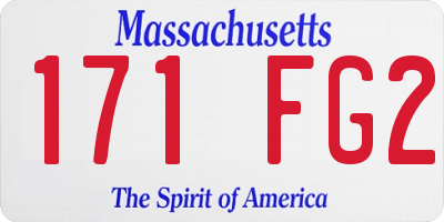 MA license plate 171FG2