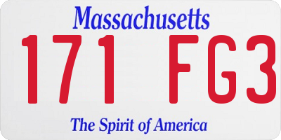 MA license plate 171FG3