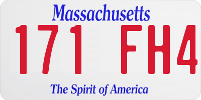 MA license plate 171FH4