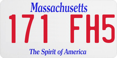 MA license plate 171FH5