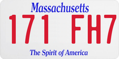 MA license plate 171FH7