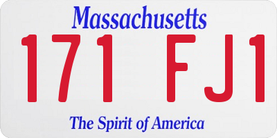 MA license plate 171FJ1