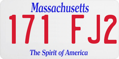 MA license plate 171FJ2