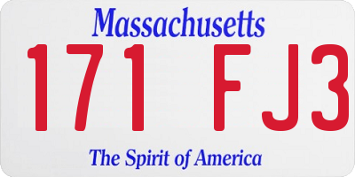 MA license plate 171FJ3