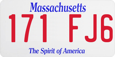 MA license plate 171FJ6