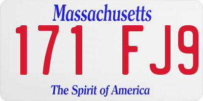 MA license plate 171FJ9