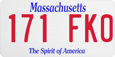 MA license plate 171FK0