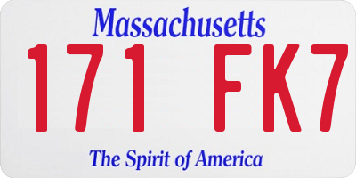 MA license plate 171FK7