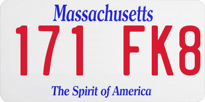 MA license plate 171FK8