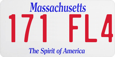 MA license plate 171FL4