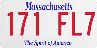 MA license plate 171FL7