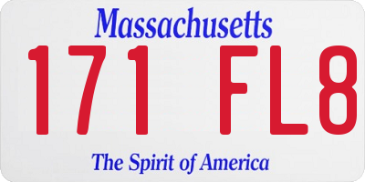 MA license plate 171FL8