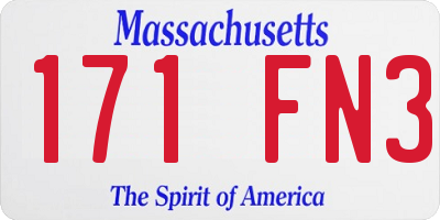 MA license plate 171FN3