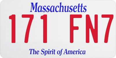 MA license plate 171FN7