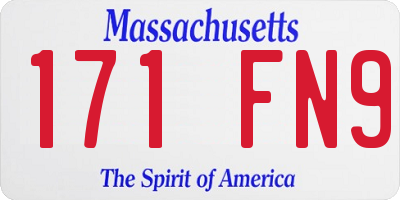 MA license plate 171FN9