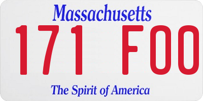 MA license plate 171FO0