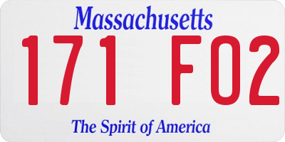 MA license plate 171FO2