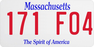 MA license plate 171FO4