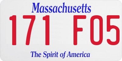 MA license plate 171FO5