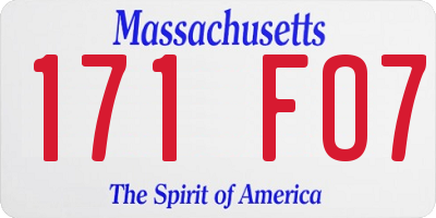 MA license plate 171FO7