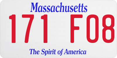 MA license plate 171FO8