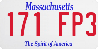 MA license plate 171FP3