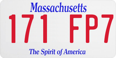 MA license plate 171FP7