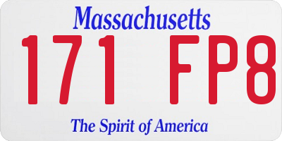 MA license plate 171FP8