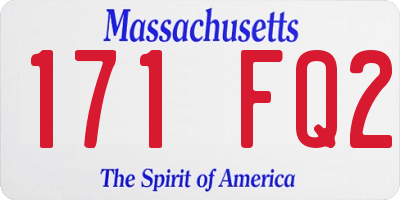 MA license plate 171FQ2