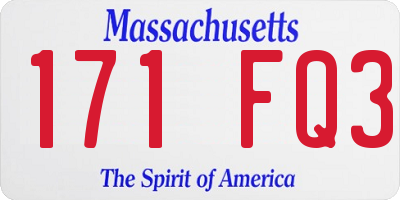 MA license plate 171FQ3