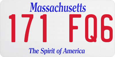 MA license plate 171FQ6