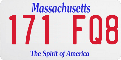 MA license plate 171FQ8