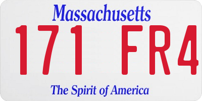 MA license plate 171FR4