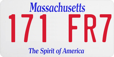 MA license plate 171FR7