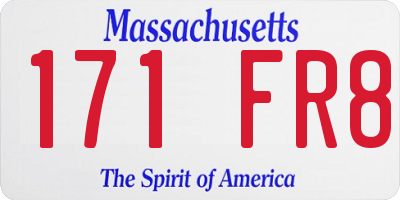 MA license plate 171FR8