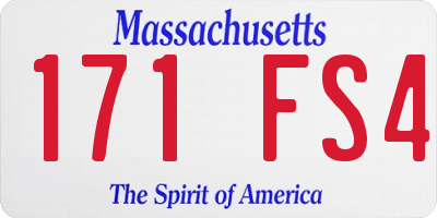 MA license plate 171FS4