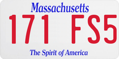 MA license plate 171FS5